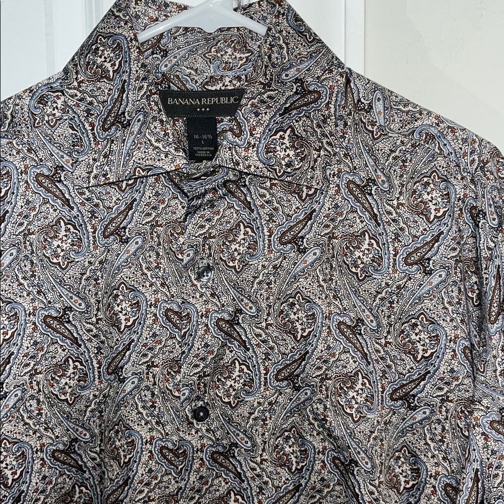 Amazing Paisley banana republic Cotton Lawn French Cuff Dress Party Work Shirt L